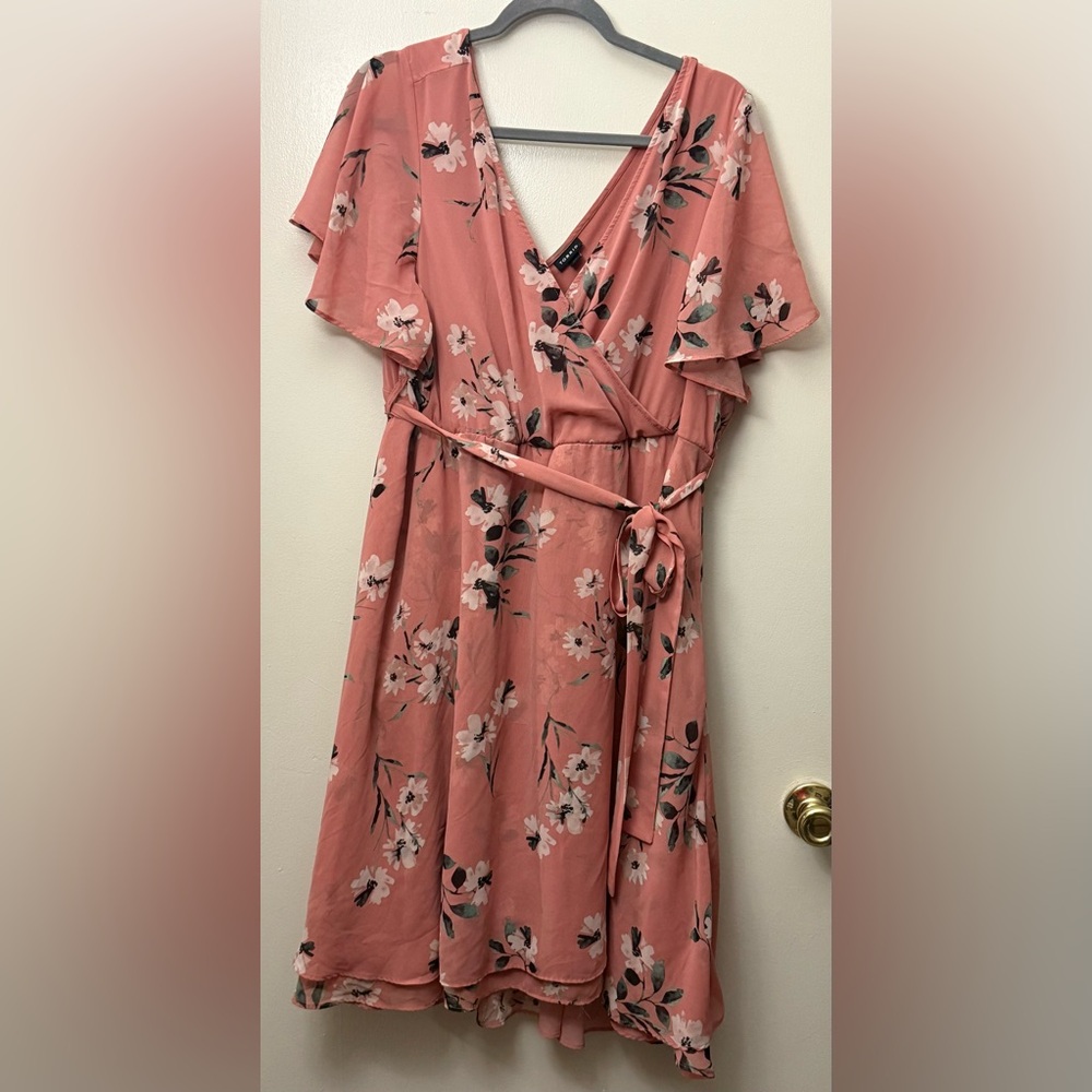 Torrid Peach Floral Midi Dress